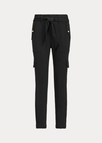 Svarta Ralph Lauren Ponte Cargo-byxor med bälte för kvinnor