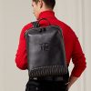 Svarta Ralph Lauren Quiltade läderryggsäckar för män Svarta Ralph Lauren Quiltade läderryggsäckar för män