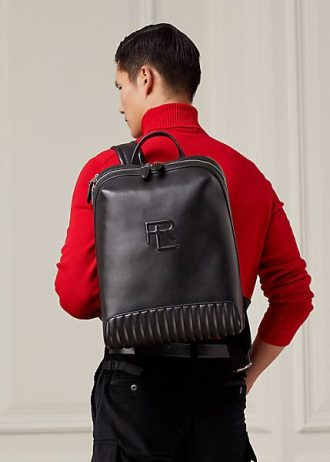 Svarta Ralph Lauren Quiltade läderryggsäckar för män