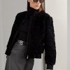 Svarta Ralph Lauren Raygan Shearling Bomberjackor för kvinnor Svarta Ralph Lauren Raygan Shearling Bomberjackor för kvinnor