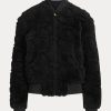 Svarta Ralph Lauren Raygan Shearling Bomberjackor för kvinnor Svarta Ralph Lauren Raygan Shearling Bomberjackor för kvinnor