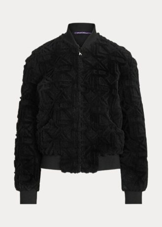 Svarta Ralph Lauren Raygan Shearling Bomberjackor för kvinnor