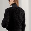 Svarta Ralph Lauren Raygan Shearling Bomberjackor för kvinnor Svarta Ralph Lauren Raygan Shearling Bomberjackor för kvinnor