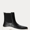 Svarta Ralph Lauren Rylee Slip-On Sneakers i polerat läder för kvinnor Svarta Ralph Lauren Rylee Slip-On Sneakers i polerat läder för kvinnor