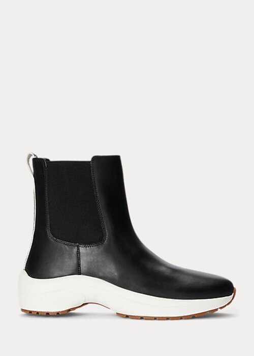 Svarta Ralph Lauren Rylee Slip-On Sneakers i polerat läder för kvinnor Svarta Ralph Lauren Rylee Slip-On Sneakers i polerat läder för kvinnor