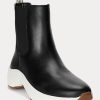 Svarta Ralph Lauren Rylee Slip-On Sneakers i polerat läder för kvinnor Svarta Ralph Lauren Rylee Slip-On Sneakers i polerat läder för kvinnor