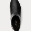 Svarta Ralph Lauren Rylee Slip-On Sneakers i polerat läder för kvinnor Svarta Ralph Lauren Rylee Slip-On Sneakers i polerat läder för kvinnor