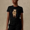 Svarta Ralph Lauren Safari Polo Bear T-shirts i bomull för kvinnor Svarta Ralph Lauren Safari Polo Bear T-shirts i bomull för kvinnor