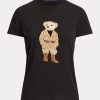 Svarta Ralph Lauren Safari Polo Bear T-shirts i bomull för kvinnor Svarta Ralph Lauren Safari Polo Bear T-shirts i bomull för kvinnor
