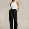 Svarta Ralph Lauren Satinbyxor med raka ben för kvinnor Svarta Ralph Lauren Satinbyxor med raka ben för kvinnor