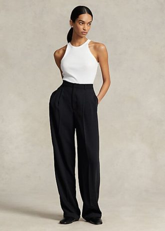 Svarta Ralph Lauren Satinbyxor med raka ben för kvinnor