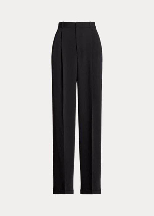 Svarta Ralph Lauren Satinbyxor med raka ben för kvinnor Svarta Ralph Lauren Satinbyxor med raka ben för kvinnor