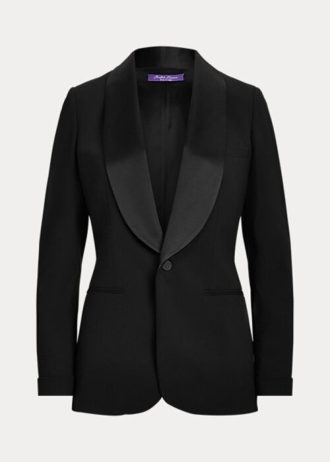 Svarta Ralph Lauren Sawyer ullsmokingjackor för kvinnor