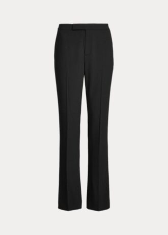 Svarta Ralph Lauren Seth Stretch Wool Crepe Byxor för kvinnor