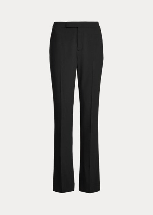 Svarta Ralph Lauren Seth Stretch Wool Crepe Byxor för kvinnor Svarta Ralph Lauren Seth Stretch Wool Crepe Byxor för kvinnor