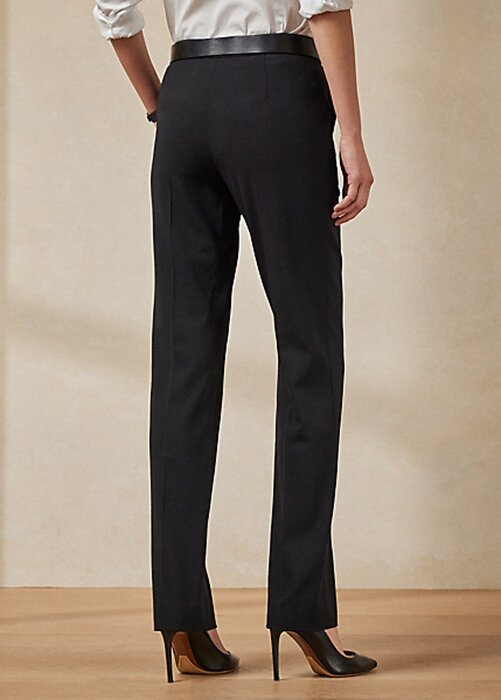 Svarta Ralph Lauren Seth Stretch Wool Crepe Byxor för kvinnor Svarta Ralph Lauren Seth Stretch Wool Crepe Byxor för kvinnor