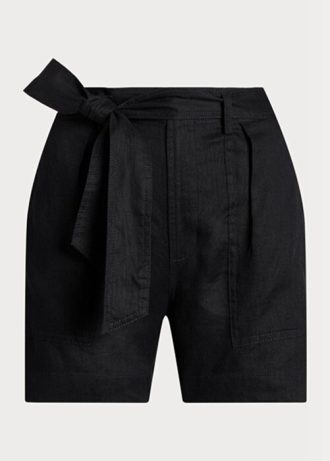 Svarta Ralph Lauren Shorts i linne med bälte för kvinnor