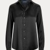 Svarta Ralph Lauren Silk Charmeuse skjortor för kvinnor Svarta Ralph Lauren Silk Charmeuse skjortor för kvinnor