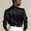 Svarta Ralph Lauren Silk Charmeuse skjortor för kvinnor Svarta Ralph Lauren Silk Charmeuse skjortor för kvinnor