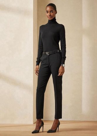 Svarta Ralph Lauren Simone Virgin Wool byxor för kvinnor