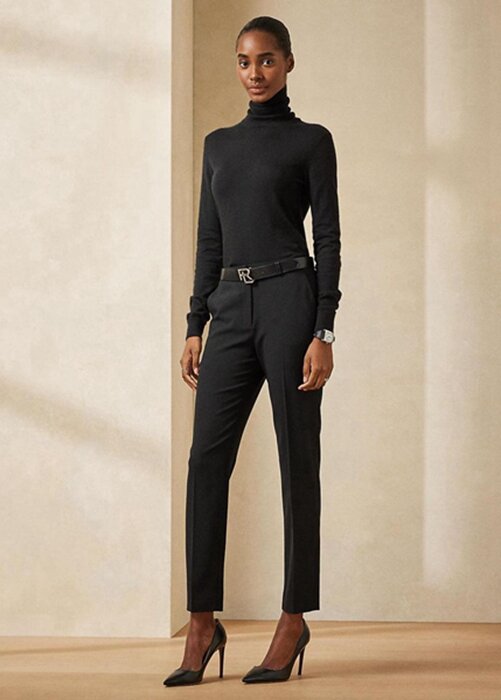 Svarta Ralph Lauren Simone Virgin Wool byxor för kvinnor Svarta Ralph Lauren Simone Virgin Wool byxor för kvinnor