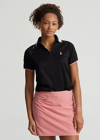 Svarta Ralph Lauren skräddarsydda pikétröjor med kvarts dragkedja för kvinnor