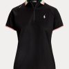 Svarta Ralph Lauren skräddarsydda pikétröjor med kvarts dragkedja för kvinnor Svarta Ralph Lauren skräddarsydda pikétröjor med kvarts dragkedja för kvinnor