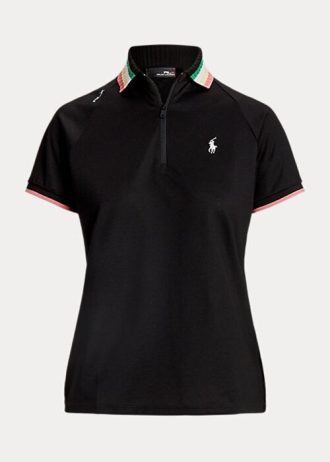 Svarta Ralph Lauren skräddarsydda pikétröjor med kvarts dragkedja för kvinnor