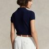 Svarta Ralph Lauren Slim Fit Cashmere pikétröjor för kvinnor Svarta Ralph Lauren Slim Fit Cashmere pikétröjor för kvinnor