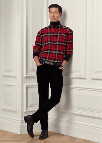 Svarta Ralph Lauren Slim Fit Stretch Velvet Jeans för män
