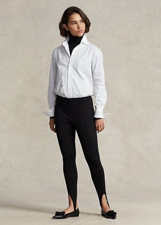 Svarta Ralph Lauren Stigbygel Stretch Ponte Leggings för kvinnor
