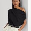 Svarta Ralph Lauren Stretch Jersey-tröjor för kvinnor Svarta Ralph Lauren Stretch Jersey-tröjor för kvinnor