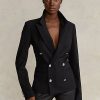 Svarta Ralph Lauren Stretch Wool Blazers för kvinnor Svarta Ralph Lauren Stretch Wool Blazers för kvinnor