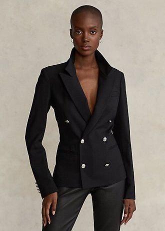 Svarta Ralph Lauren Stretch Wool Blazers för kvinnor