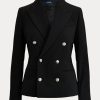Svarta Ralph Lauren Stretch Wool Blazers för kvinnor Svarta Ralph Lauren Stretch Wool Blazers för kvinnor