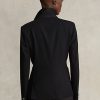 Svarta Ralph Lauren Stretch Wool Blazers för kvinnor Svarta Ralph Lauren Stretch Wool Blazers för kvinnor