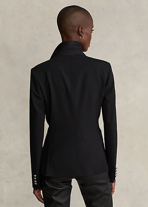 Svarta Ralph Lauren Stretch Wool Blazers för kvinnor Svarta Ralph Lauren Stretch Wool Blazers för kvinnor
