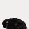 Svarta Ralph Lauren Sydni Faux-fur Flat Shoes för kvinnor Svarta Ralph Lauren Sydni Faux-fur Flat Shoes för kvinnor