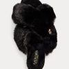 Svarta Ralph Lauren Sydni Faux-fur Flat Shoes för kvinnor Svarta Ralph Lauren Sydni Faux-fur Flat Shoes för kvinnor