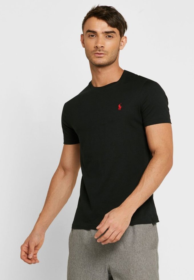 Svarta Ralph Lauren T-shirts med broderade logotyper för män