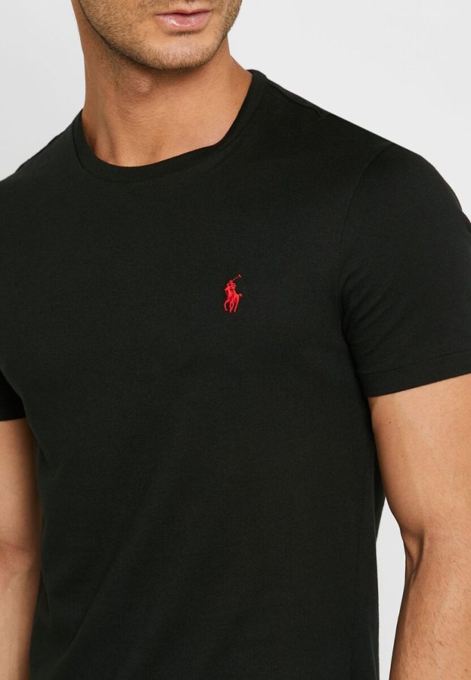 Svarta Ralph Lauren T-shirts med broderade logotyper för män
