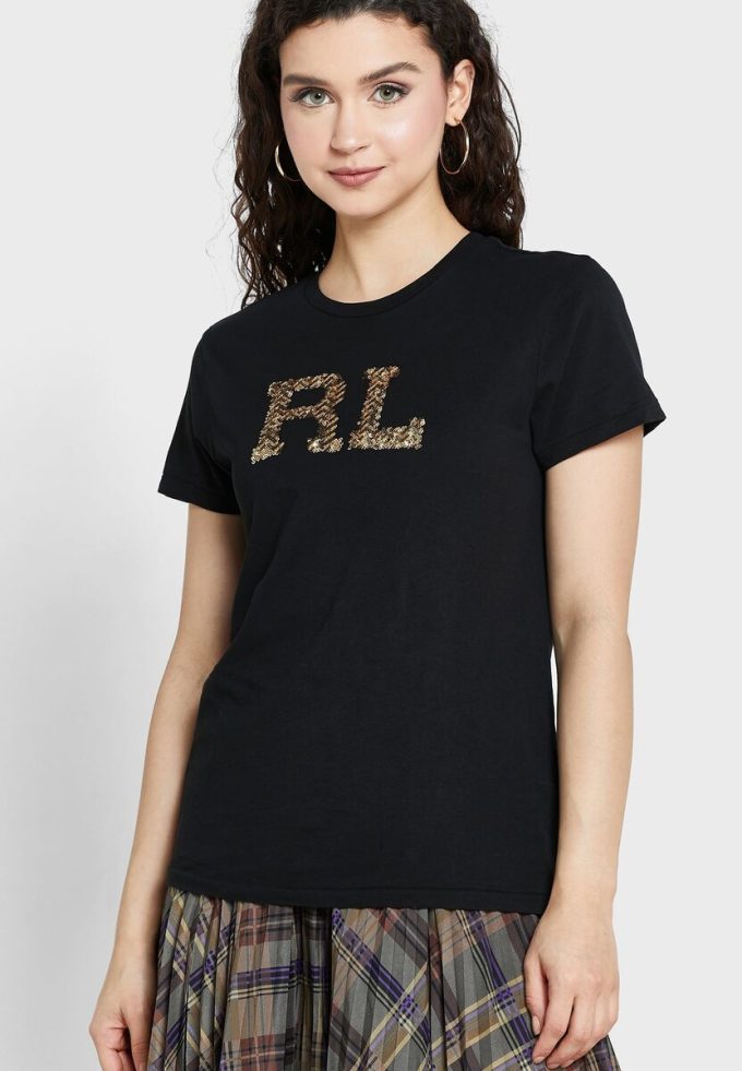 Svarta Ralph Lauren T-shirts med rund hals för kvinnor Svarta Ralph Lauren T-shirts med rund hals för kvinnor