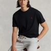 Svarta Ralph Lauren T-shirts med rund hals, klassisk passform för män Svarta Ralph Lauren T-shirts med rund hals, klassisk passform för män