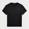 Svarta Ralph Lauren T-shirts med rund hals, klassisk passform för män Svarta Ralph Lauren T-shirts med rund hals, klassisk passform för män