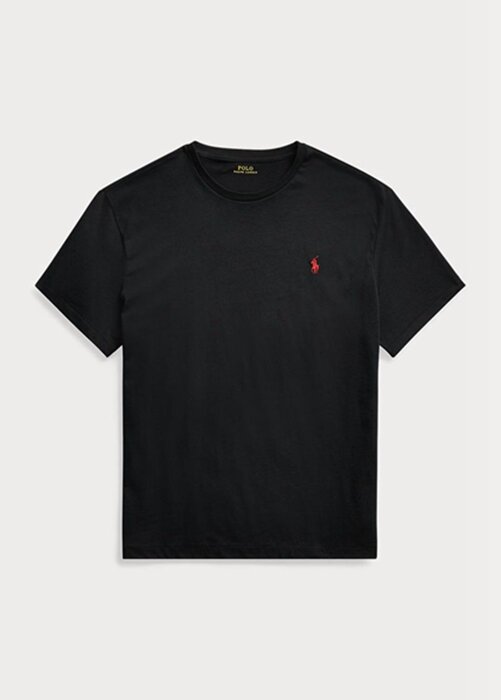 Svarta Ralph Lauren T-shirts med rund hals, klassisk passform för män Svarta Ralph Lauren T-shirts med rund hals, klassisk passform för män