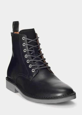 Svarta Ralph Lauren Talan läderstövlar för män