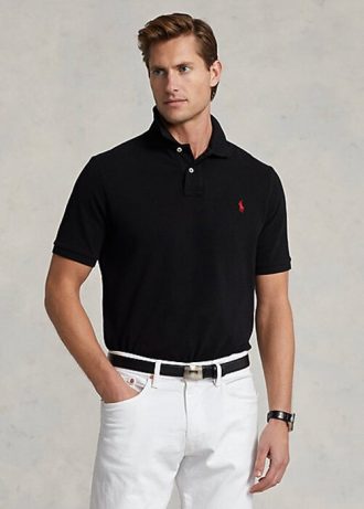Svarta Ralph Lauren The Iconic Mesh pikétröjor för män