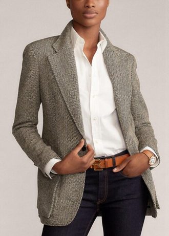 Svarta Ralph Lauren The Tweed Blazers för kvinnor