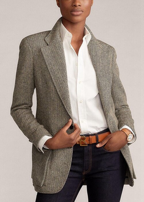 Svarta Ralph Lauren The Tweed Blazers för kvinnor Svarta Ralph Lauren The Tweed Blazers för kvinnor