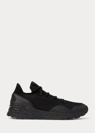 Svarta Ralph Lauren Trackster 200II stickade sneakers för män